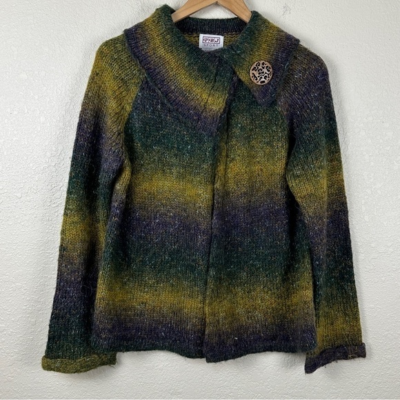PBJ Sport Vintage Ombre Two Button Long Sleeve Cardigan Size Medium Women - Picture 1 of 11